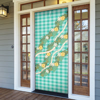 Aloha Puakenikeni Anthurium Pikake Lei Door Cover Marine Hawaiian Palaka Pattern