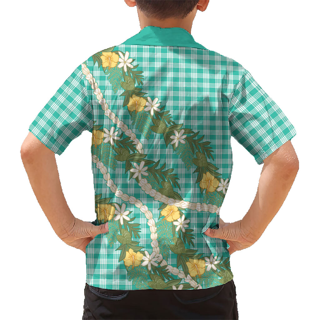 Aloha Puakenikeni Anthurium Pikake Lei Family Matching Off Shoulder Maxi Dress and Hawaiian Shirt Marine Hawaiian Palaka Pattern LT9 - Polynesian Pride