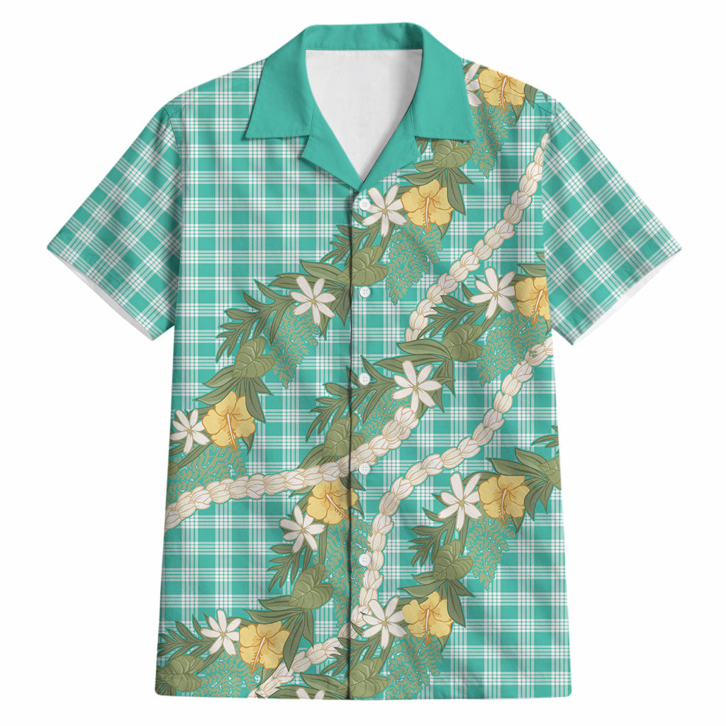 Aloha Puakenikeni Anthurium Pikake Lei Hawaiian Shirt Marine Hawaiian Palaka Pattern LT9 Marine - Polynesian Pride