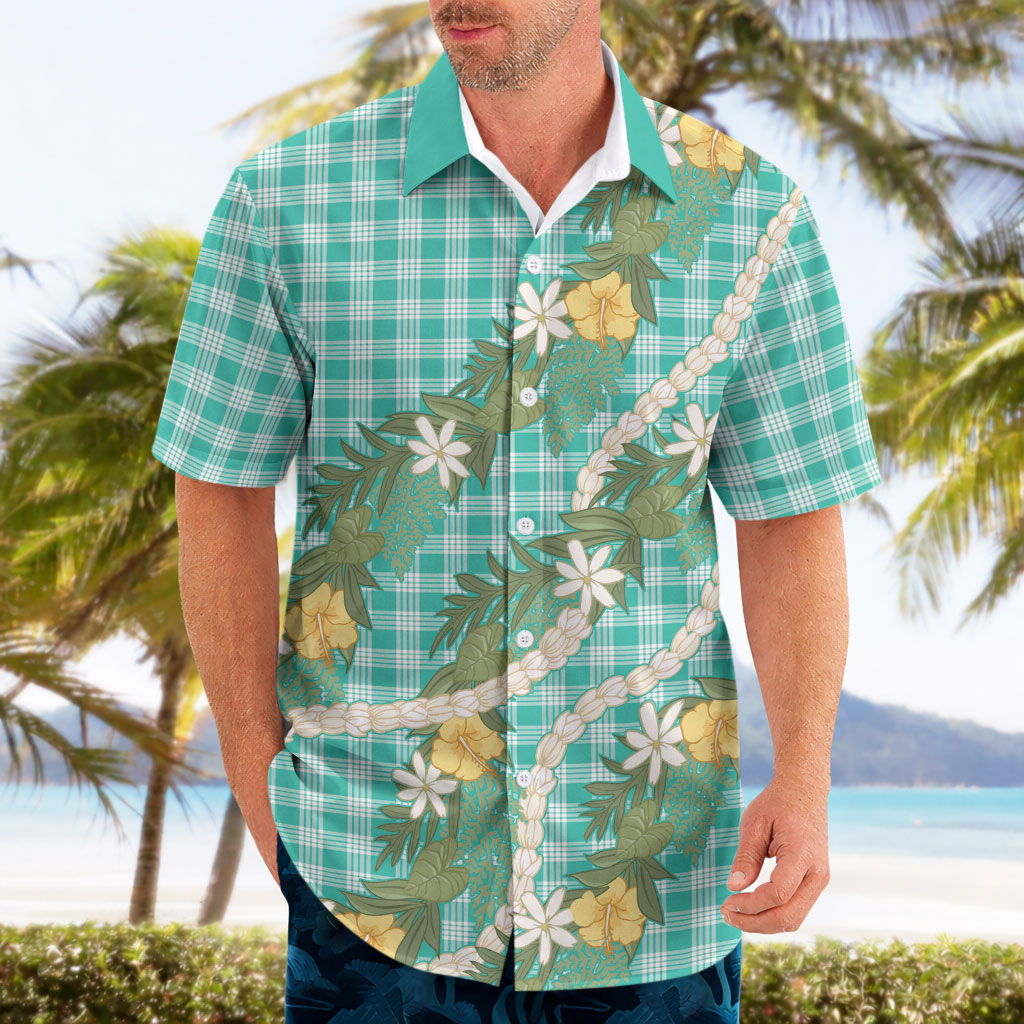 Aloha Puakenikeni Anthurium Pikake Lei Hawaiian Shirt Marine Hawaiian Palaka Pattern LT9 - Polynesian Pride