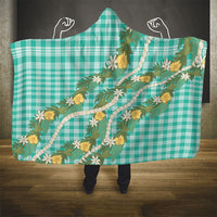 Aloha Puakenikeni Anthurium Pikake Lei Hooded Blanket Marine Hawaiian Palaka Pattern LT9 - Polynesian Pride