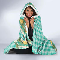 Aloha Puakenikeni Anthurium Pikake Lei Hooded Blanket Marine Hawaiian Palaka Pattern LT9 - Polynesian Pride