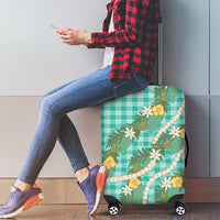 Aloha Puakenikeni Anthurium Pikake Lei Luggage Cover Marine Hawaiian Palaka Pattern