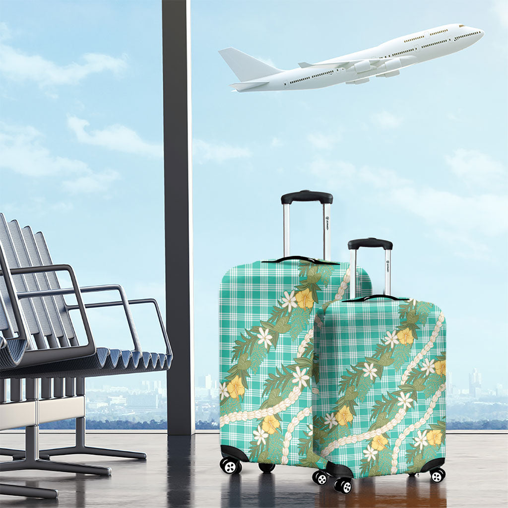 Aloha Puakenikeni Anthurium Pikake Lei Luggage Cover Marine Hawaiian Palaka Pattern