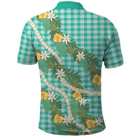 Aloha Puakenikeni Anthurium Pikake Lei Polo Shirt Marine Hawaiian Palaka Pattern