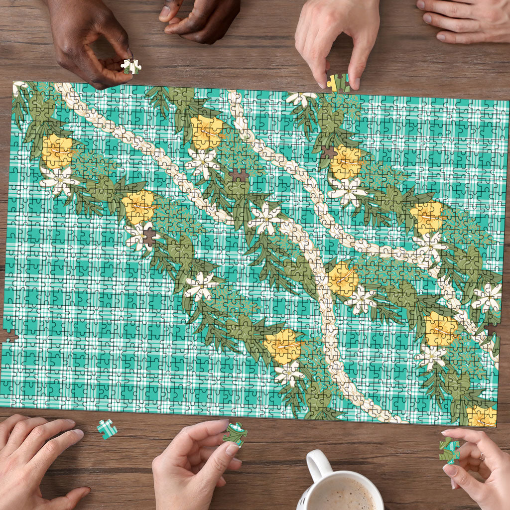 Aloha Puakenikeni Anthurium Pikake Lei Puzzle Marine Hawaiian Palaka Pattern