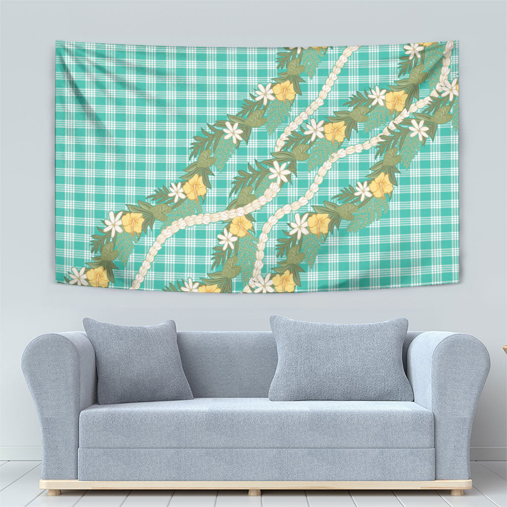 Aloha Puakenikeni Anthurium Pikake Lei Tapestry Marine Hawaiian Palaka Pattern