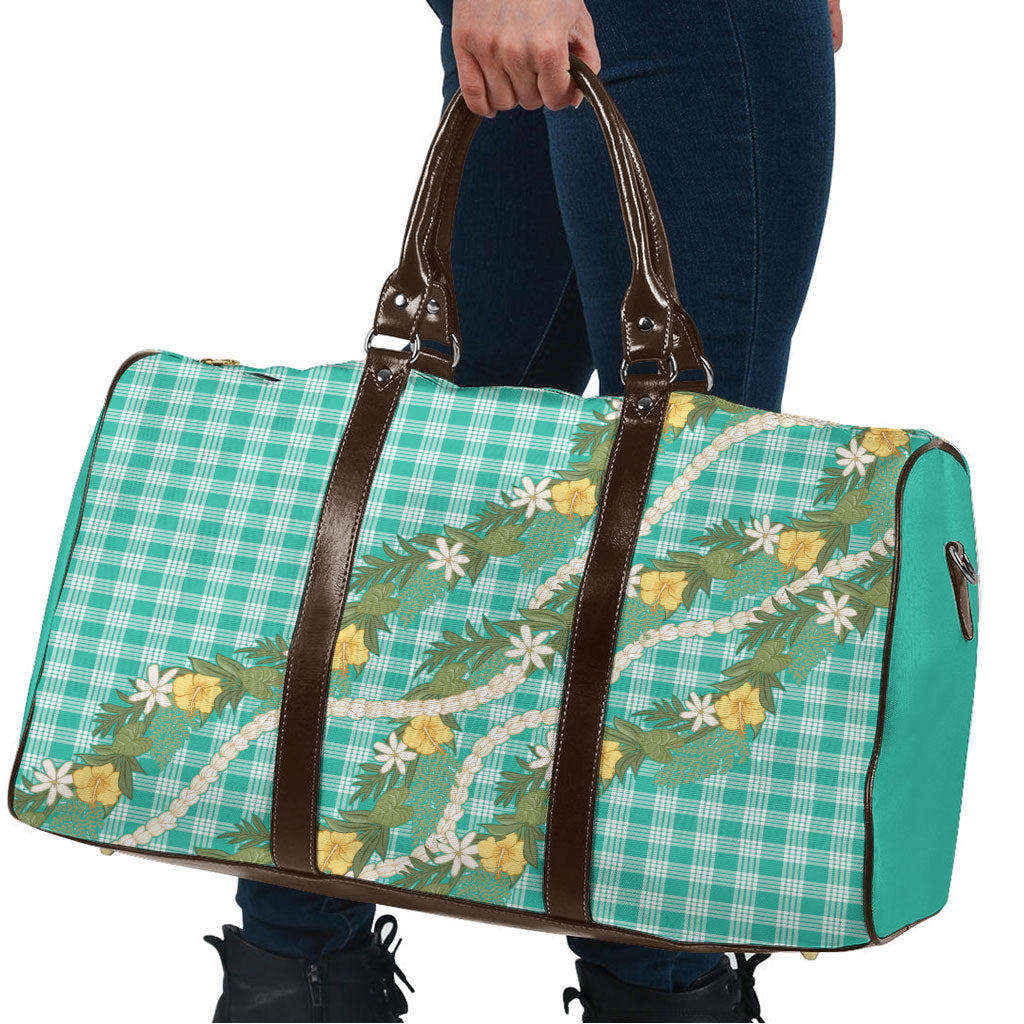 Aloha Puakenikeni Anthurium Pikake Lei Travel Bag Marine Hawaiian Palaka Pattern