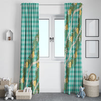 Aloha Puakenikeni Anthurium Pikake Lei Window Curtain Marine Hawaiian Palaka Pattern