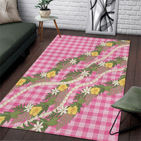 Aloha Puakenikeni Anthurium Pikake Lei Area Rug Tropical Pink Hawaiian Palaka Pattern LT9 Pink - Polynesian Pride