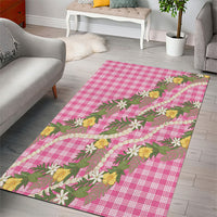 Aloha Puakenikeni Anthurium Pikake Lei Area Rug Tropical Pink Hawaiian Palaka Pattern LT9 - Polynesian Pride
