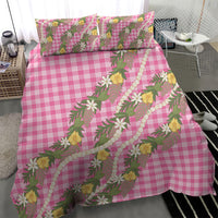 Aloha Puakenikeni Anthurium Pikake Lei Bedding Set Tropical Pink Hawaiian Palaka Pattern