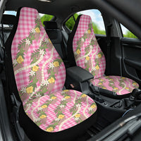 Aloha Puakenikeni Anthurium Pikake Lei Car Seat Cover Tropical Pink Hawaiian Palaka Pattern