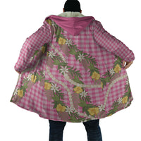 Aloha Puakenikeni Anthurium Pikake Lei Cloak Tropical Pink Hawaiian Palaka Pattern LT9 - Polynesian Pride