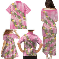 Aloha Puakenikeni Anthurium Pikake Lei Family Matching Puletasi and Hawaiian Shirt Tropical Pink Hawaiian Palaka Pattern LT9 - Polynesian Pride