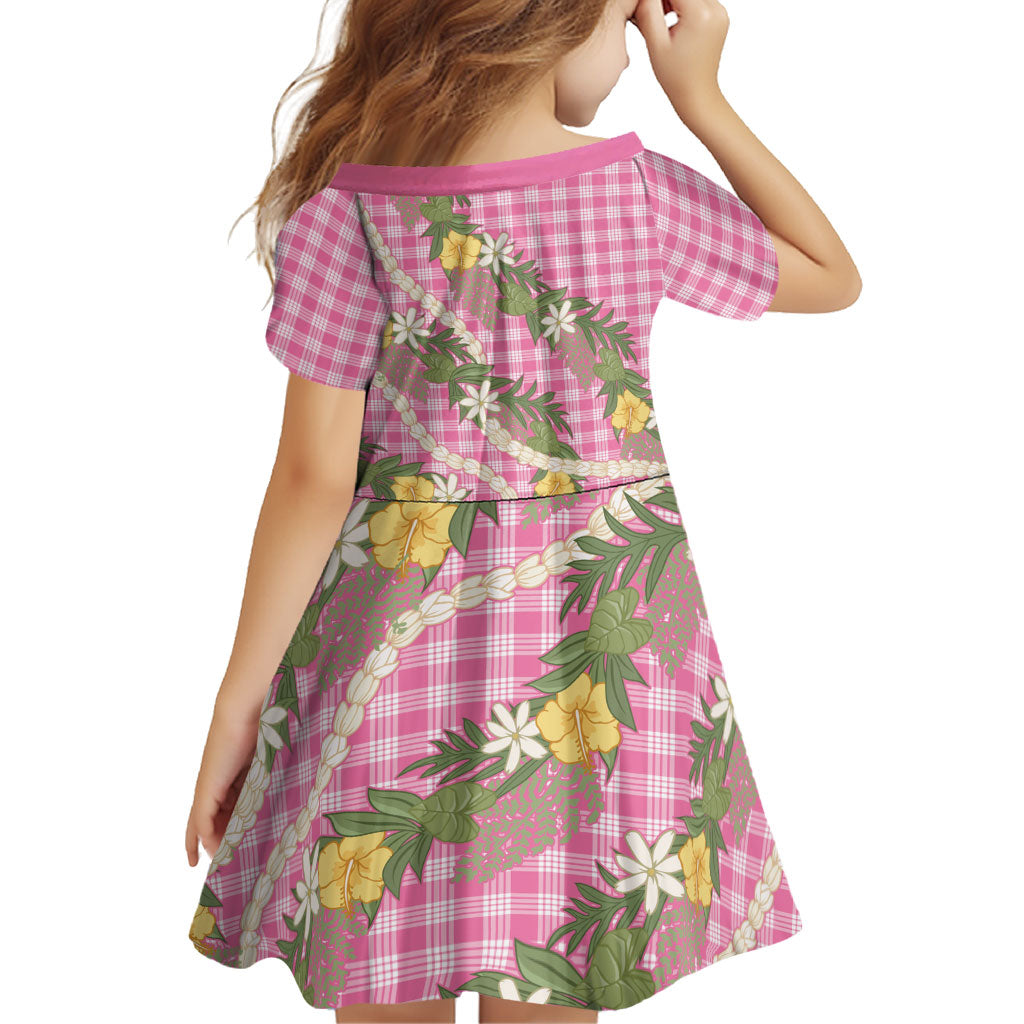 Aloha Puakenikeni Anthurium Pikake Lei Family Matching Summer Maxi Dress and Hawaiian Shirt Tropical Pink Hawaiian Palaka Pattern LT9 - Polynesian Pride