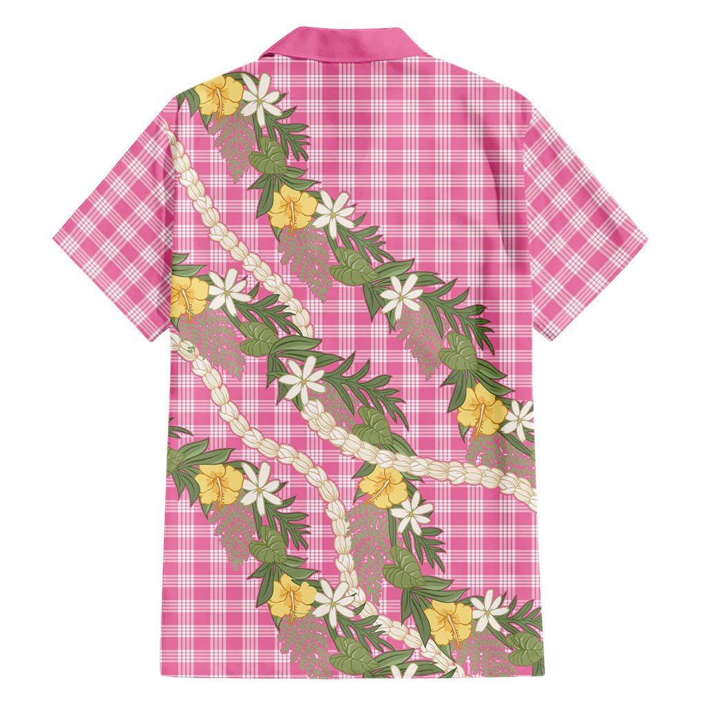 Aloha Puakenikeni Anthurium Pikake Lei Family Matching Summer Maxi Dress and Hawaiian Shirt Tropical Pink Hawaiian Palaka Pattern LT9 - Polynesian Pride
