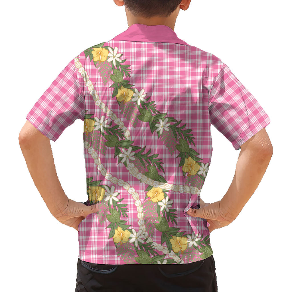 Aloha Puakenikeni Anthurium Pikake Lei Kid Hawaiian Shirt Tropical Pink Hawaiian Palaka Pattern