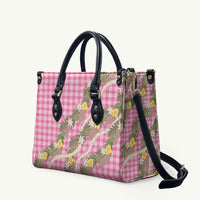 Aloha Puakenikeni Anthurium Pikake Lei Leather Bag Tropical Pink Hawaiian Palaka Pattern LT9 Pink - Polynesian Pride