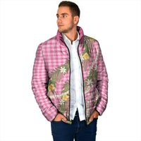 Aloha Puakenikeni Anthurium Pikake Lei Padded Jacket Tropical Pink Hawaiian Palaka Pattern