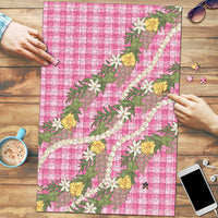 Aloha Puakenikeni Anthurium Pikake Lei Puzzle Tropical Pink Hawaiian Palaka Pattern
