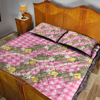 Aloha Puakenikeni Anthurium Pikake Lei Quilt Bed Set Tropical Pink Hawaiian Palaka Pattern LT9 - Polynesian Pride