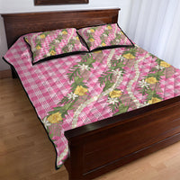 Aloha Puakenikeni Anthurium Pikake Lei Quilt Bed Set Tropical Pink Hawaiian Palaka Pattern LT9 - Polynesian Pride