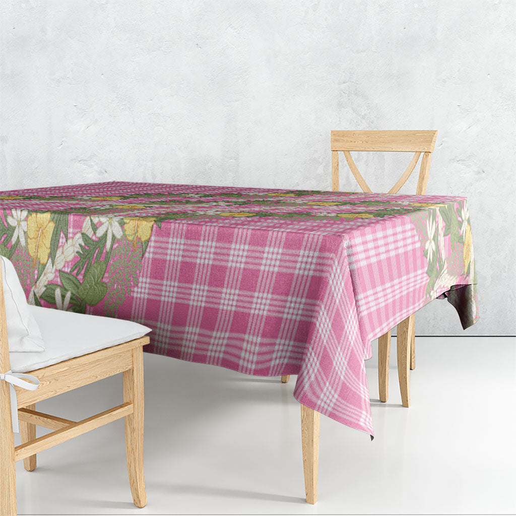 Aloha Puakenikeni Anthurium Pikake Lei Tablecloth Tropical Pink Hawaiian Palaka Pattern