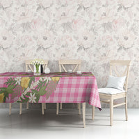 Aloha Puakenikeni Anthurium Pikake Lei Tablecloth Tropical Pink Hawaiian Palaka Pattern