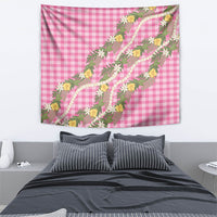 Aloha Puakenikeni Anthurium Pikake Lei Tapestry Tropical Pink Hawaiian Palaka Pattern LT9 - Polynesian Pride