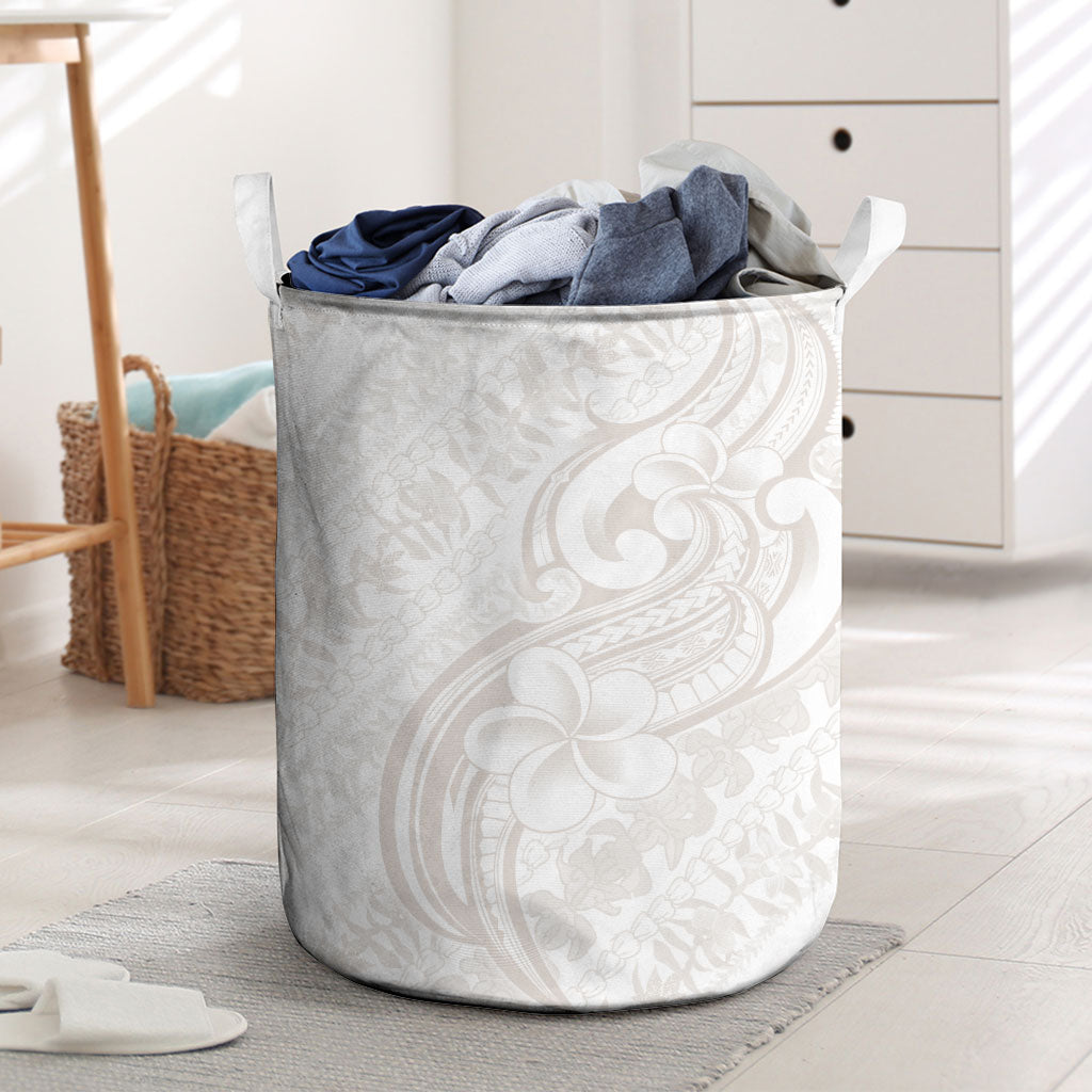 Hawaii Plumeria Lokelani Pikake Lei Laundry Basket Sandy Beige Polynesian Tattoo
