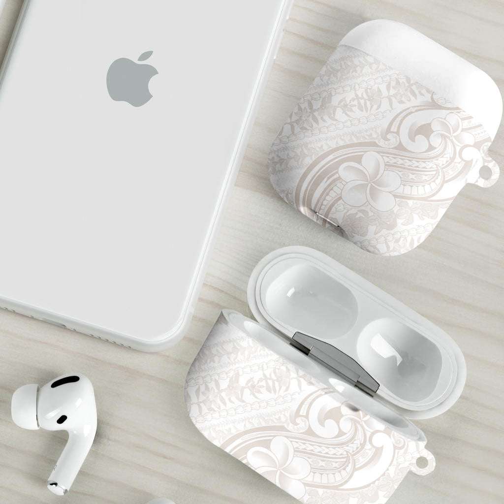 Hawaii Plumeria Lokelani Pikake Lei AirPods Case Sandy Beige Polynesian Tattoo LT9 - Polynesian Pride