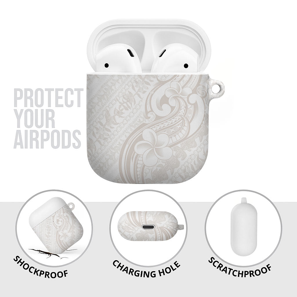 Hawaii Plumeria Lokelani Pikake Lei AirPods Case Sandy Beige Polynesian Tattoo LT9 - Polynesian Pride