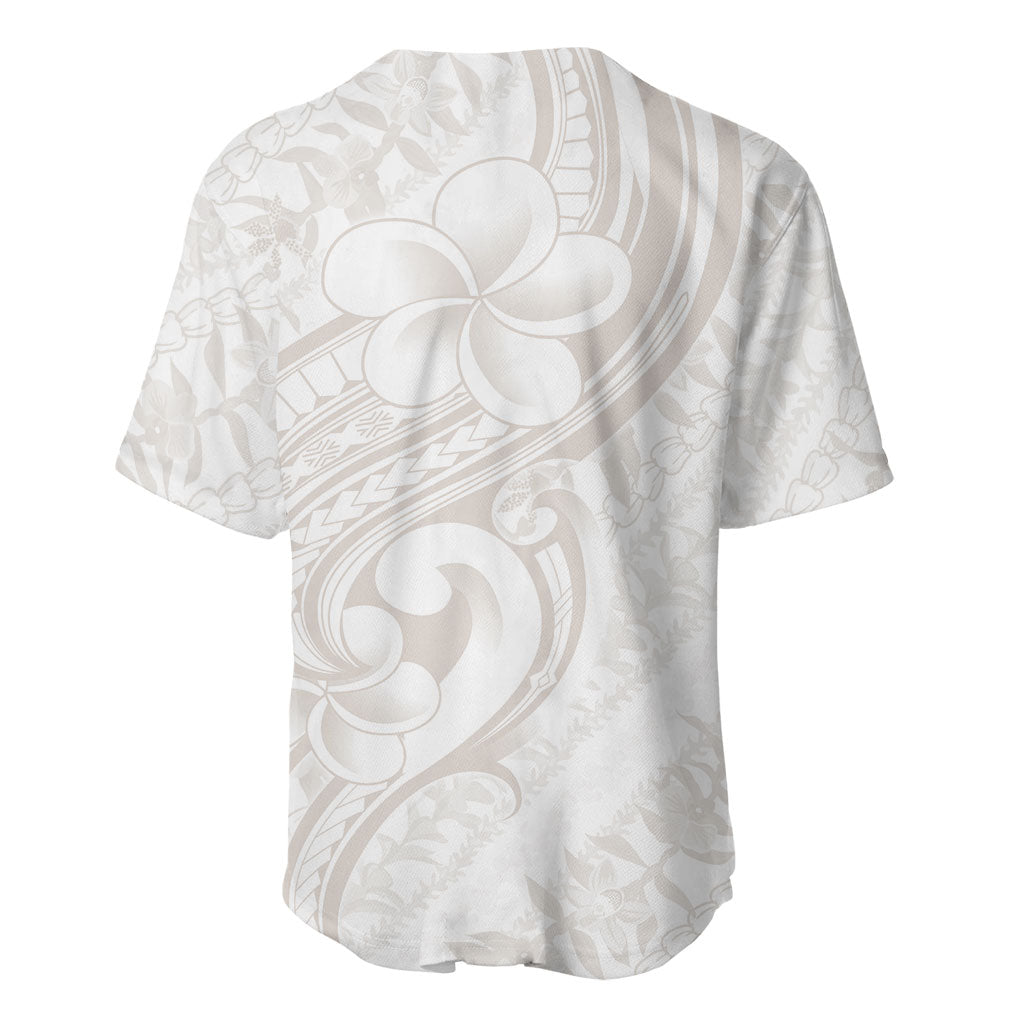 Hawaii Plumeria Lokelani Pikake Lei Baseball Jersey Sandy Beige Polynesian Tattoo