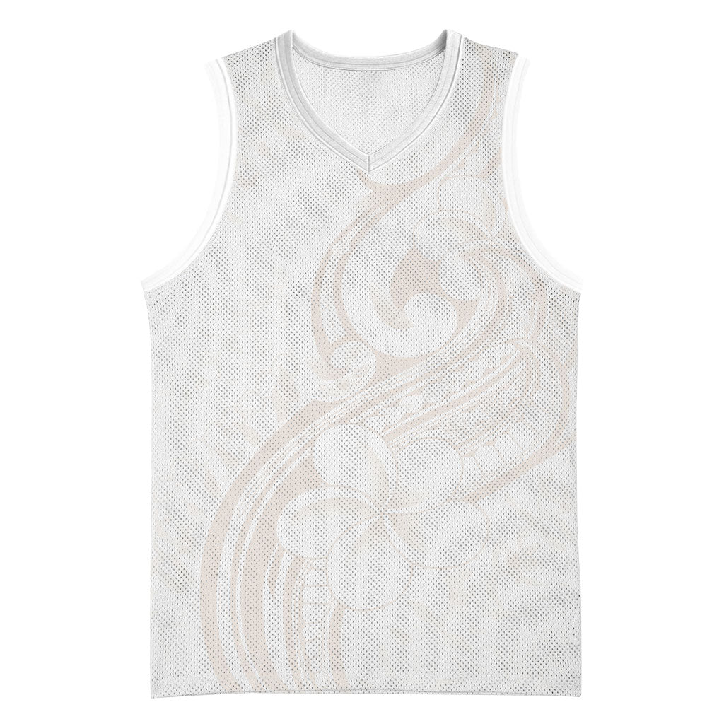 Hawaii Plumeria Lokelani Pikake Lei Basketball Jersey Sandy Beige Polynesian Tattoo