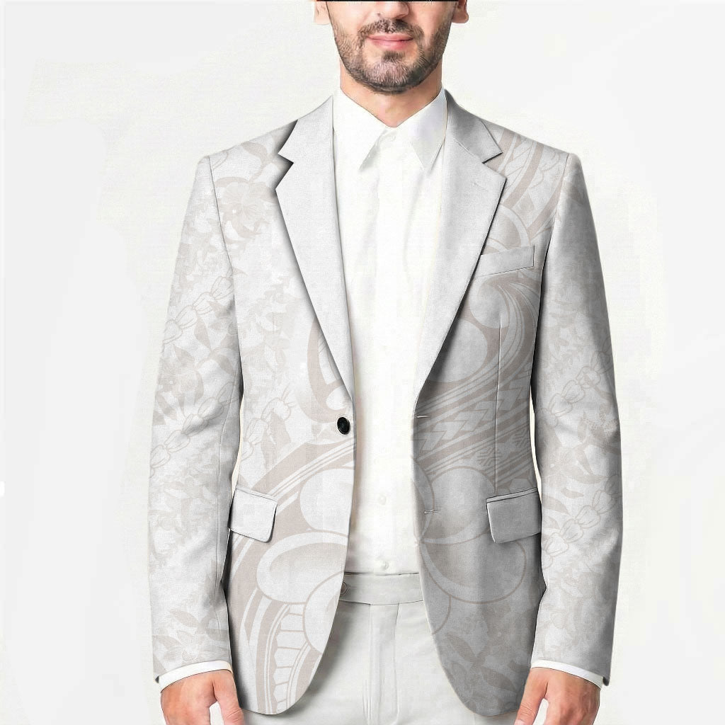 Hawaii Plumeria Lokelani Pikake Lei Blazer Sandy Beige Polynesian Tattoo