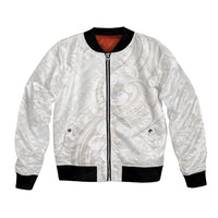 Hawaii Plumeria Lokelani Pikake Lei Bomber Jacket Sandy Beige Polynesian Tattoo