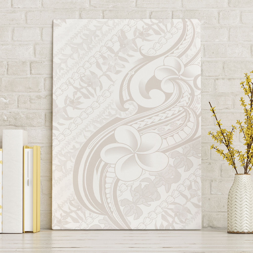 Hawaii Plumeria Lokelani Pikake Lei Canvas Wall Art Sandy Beige Polynesian Tattoo