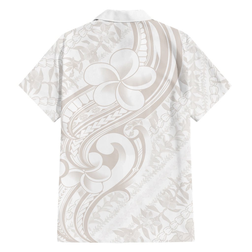 Hawaii Plumeria Lokelani Pikake Lei Family Matching Off Shoulder Maxi Dress and Hawaiian Shirt Sandy Beige Polynesian Tattoo LT9 - Polynesian Pride