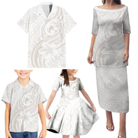 Hawaii Plumeria Lokelani Pikake Lei Family Matching Puletasi and Hawaiian Shirt Sandy Beige Polynesian Tattoo LT9 - Polynesian Pride