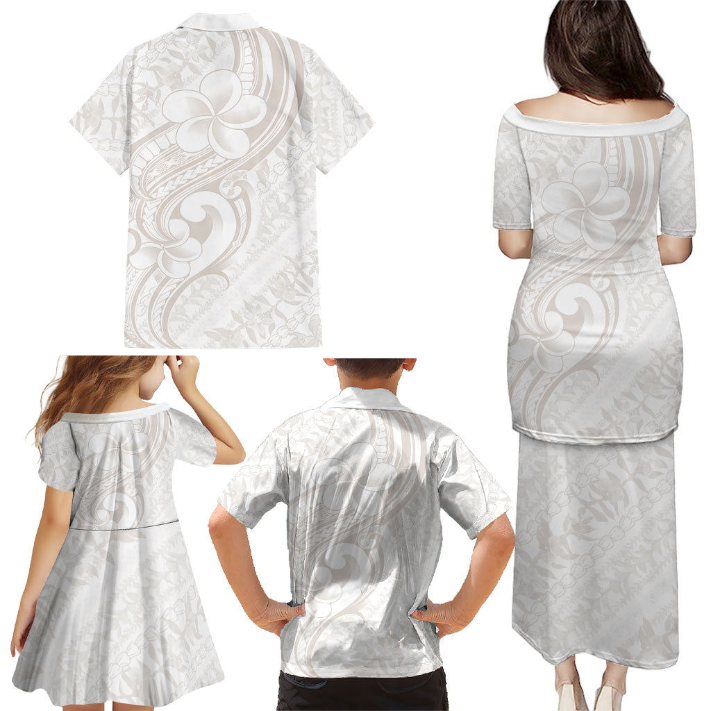 Hawaii Plumeria Lokelani Pikake Lei Family Matching Puletasi and Hawaiian Shirt Sandy Beige Polynesian Tattoo LT9 - Polynesian Pride