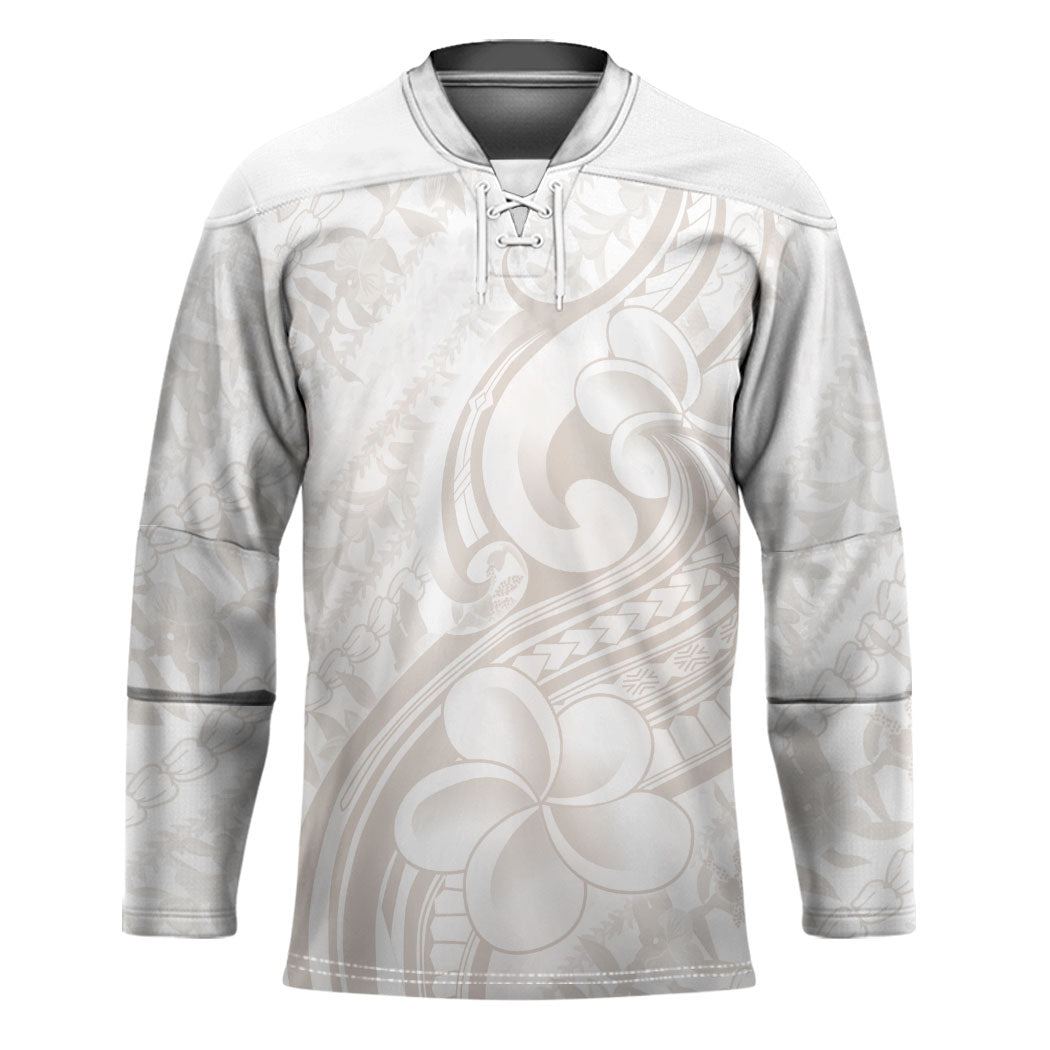 Hawaii Plumeria Lokelani Pikake Lei Hockey Jersey Sandy Beige Polynesian Tattoo