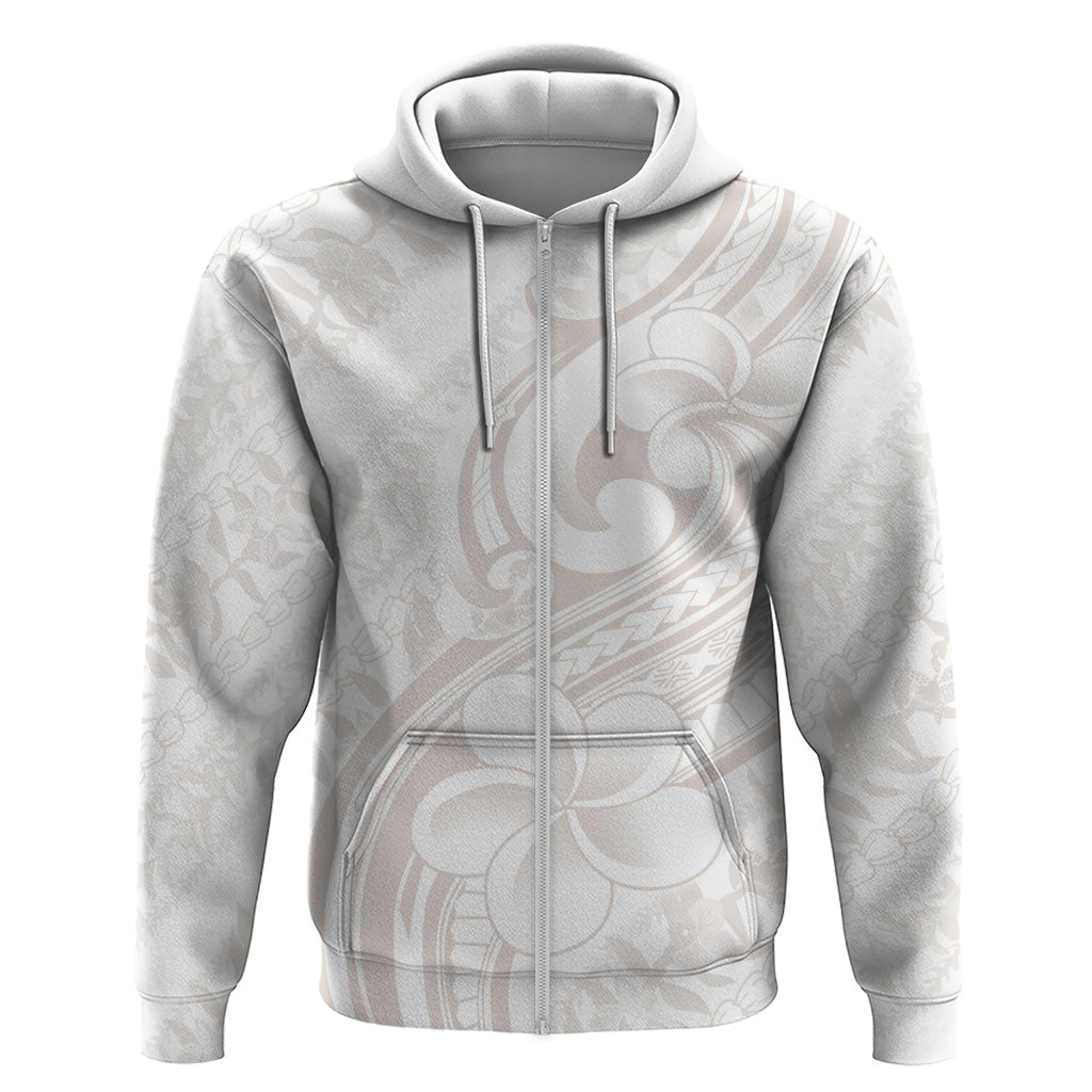 Hawaii Plumeria Lokelani Pikake Lei Hoodie Sandy Beige Polynesian Tattoo