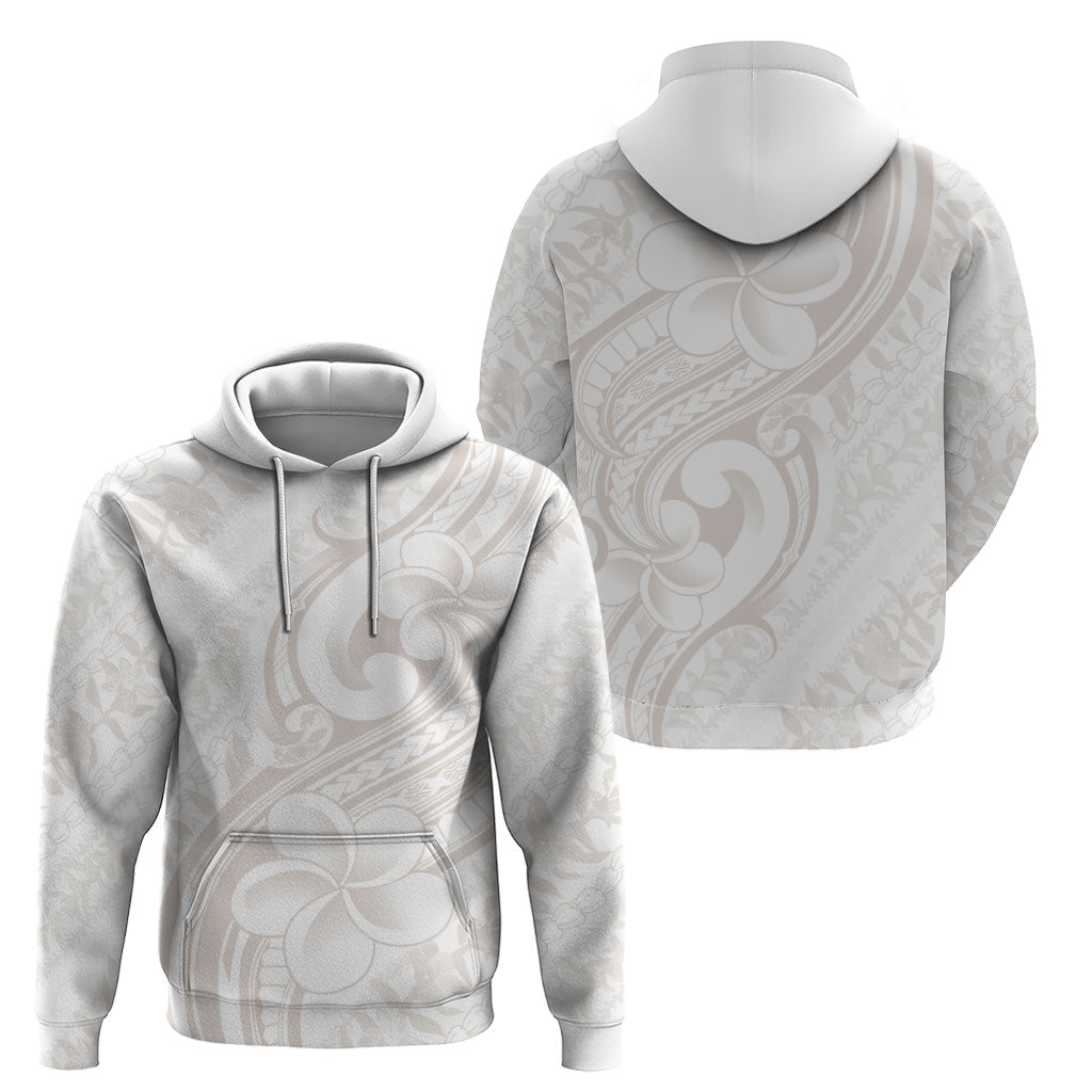 Hawaii Plumeria Lokelani Pikake Lei Hoodie Sandy Beige Polynesian Tattoo