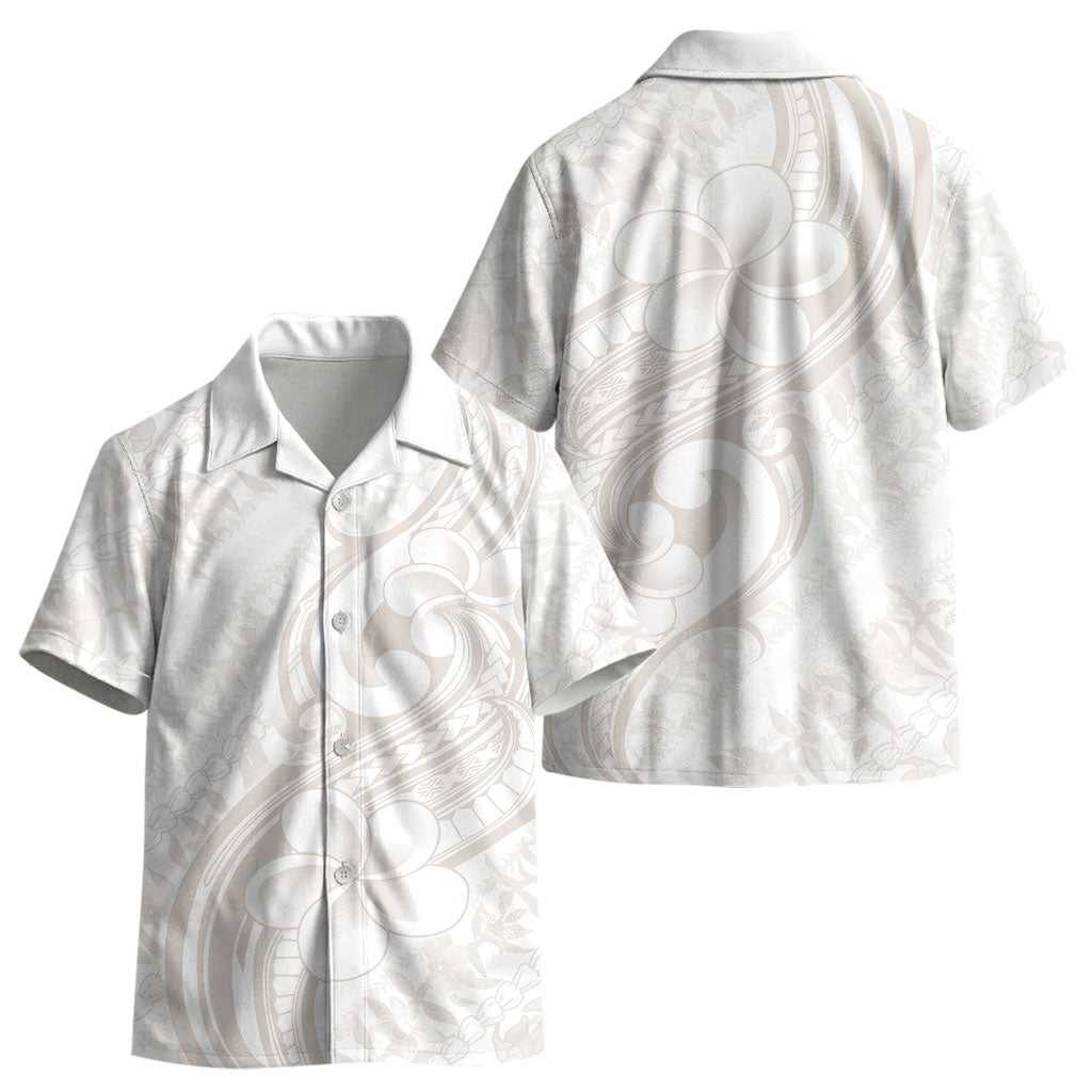 Hawaii Plumeria Lokelani Pikake Lei Kid Hawaiian Shirt Sandy Beige Polynesian Tattoo LT9 - Polynesian Pride