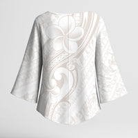 Hawaii Plumeria Lokelani Pikake Lei Kimono Sleeve Blouse Sandy Beige Polynesian Tattoo