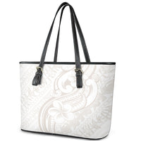 Hawaii Plumeria Lokelani Pikake Lei Leather Tote Bag Sandy Beige Polynesian Tattoo
