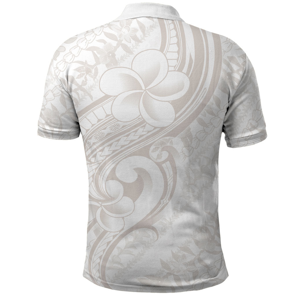 Hawaii Plumeria Lokelani Pikake Lei Polo Shirt Sandy Beige Polynesian Tattoo