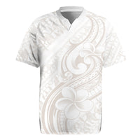 Hawaii Plumeria Lokelani Pikake Lei Rugby Jersey Sandy Beige Polynesian Tattoo