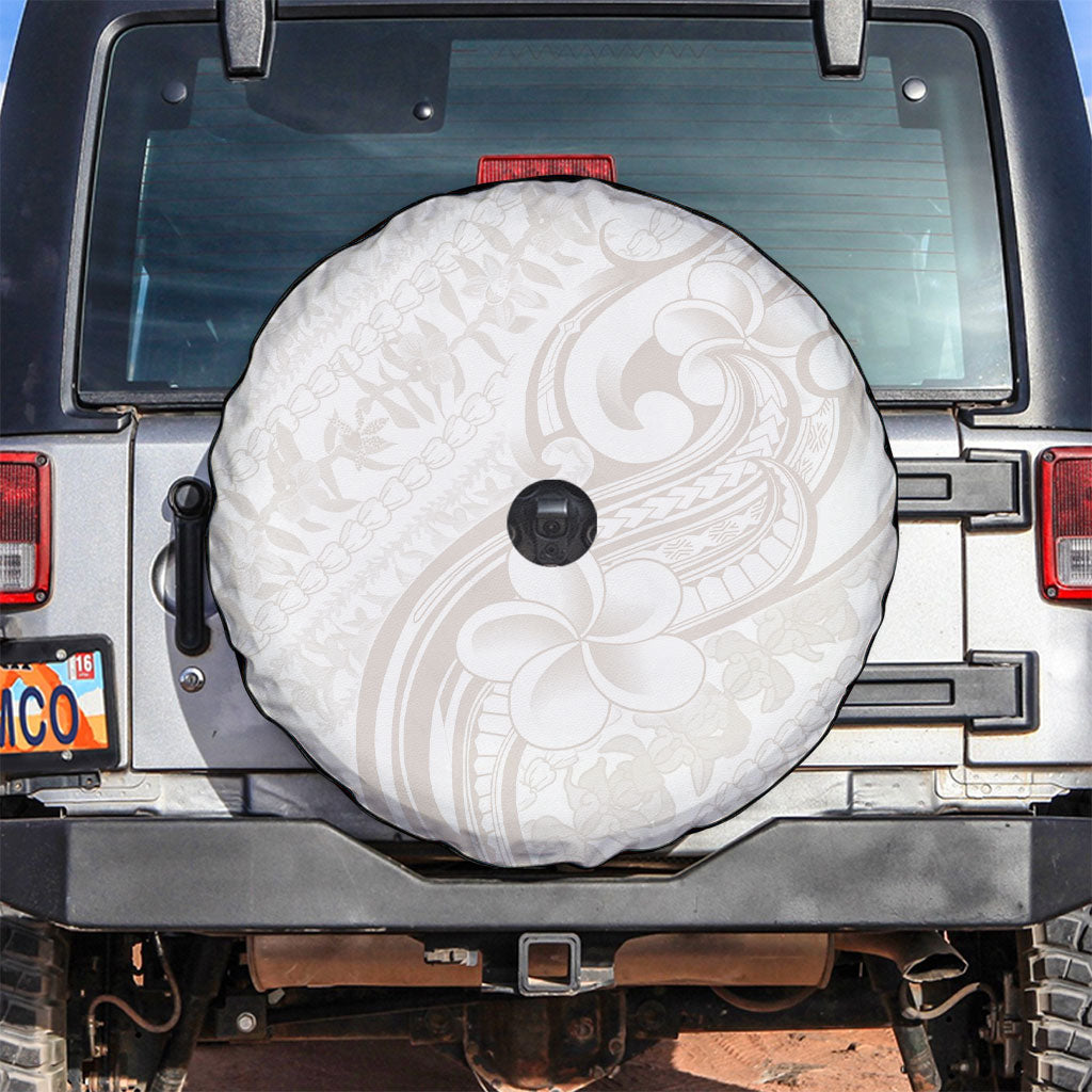 Hawaii Plumeria Lokelani Pikake Lei Spare Tire Cover Sandy Beige Polynesian Tattoo